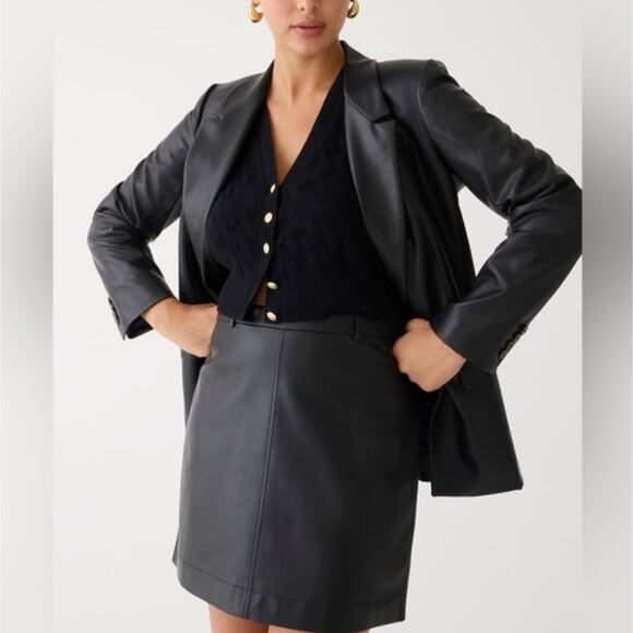 NEW J. Crew Willa Classic Black Faux Leather Blazer Size 6 - Picture 3 of 15